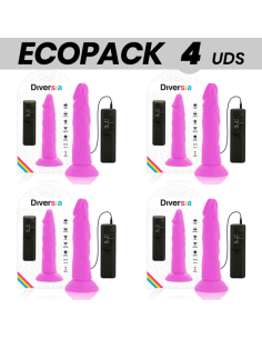 ECOPACK 6 UDS - DIVERSIA DILDO FLEXIBLE CON VIBRACION LILA 23 CM -O- 4.3 CM