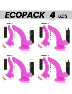 ECOPACK 6 UDS - DIVERSIA DILDO FLEXIBLE CON VIBRACION 21.5 CM - LILA