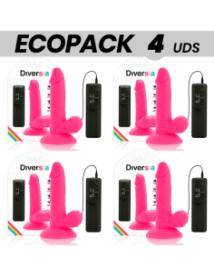 ECOPACK 6 UDS - DIVERSIA DILDO FLEXIBLE CON VIBRACION ROSA 17 CM -O- 3.3 CM