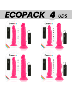ECOPACK 6 UDS - DIVERSIA DILDO FLEXIBLE CON VIBRACION ROSA 21 CM -O- 4.9 CM