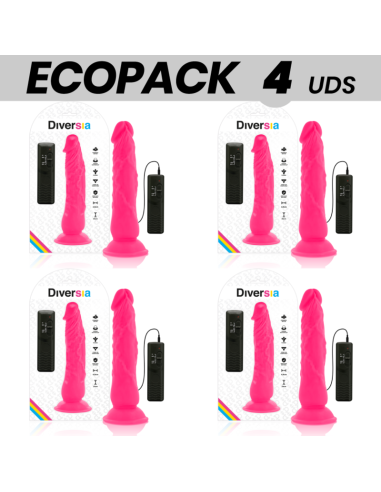 ECOPACK 6 UDS - DIVERSIA DILDO FLEXIBLE CON VIBRACION ROSA 21 CM -O- 4.9 CM
