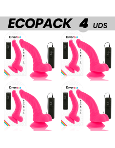 ECOPACK 6 UDS - DIVERSIA DILDO FLEXIBLE CON VIBRACION ROSA 21.5 CM -O- 4.5 CM