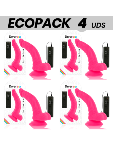 ECOPACK 6 UDS - DIVERSIA DILDO FLEXIBLE CON VIBRACION ROSA 21.5 CM -O- 4.5 CM