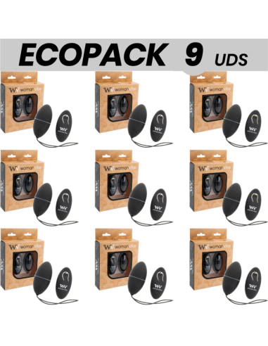 ECOPACK 9 UDS - WOMANVIBE ALSAN HUEVO CONTROL REMOTO NEGRO SILICONA NEGRO