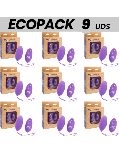 ECOPACK 9 UDS - WOMANVIBE ALSAN HUEVO CONTROL REMOTO NEGRO SILICONA MORADA