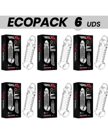 ECOPACK 6 UDS - VIRILXL EXTENSION Y FUNDA DE PENE V11 TRANSPARENTE