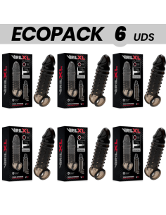 ECOPACK 6 UDS - VIRILXL EXTENSION Y FUNDA DE PENE V11 NEGRO