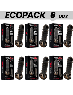 ECOPACK 6 UDS - VIRILXL EXTENSION Y FUNDA DE PENE V15 NEGRO