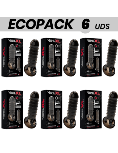 ECOPACK 6 UDS - VIRILXL EXTENSION Y FUNDA DE PENE V15 NEGRO