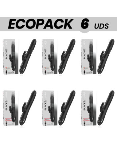 ECOPACK 6 UDS - BLACKandSILVER KENJI VIBRADOR RABBIT UP and DOWN COMPATIBLE CON WATCHME
