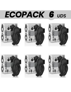 ECOPACK 6 UDS - BLACKandSILVER ANILLO VIBRADOR SILICONA 3 MOTORES RECARGABLE NEGRO