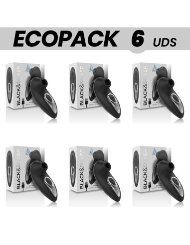 ECOPACK 6 UDS - BLACKandSILVER DRAKE DELUXE SUCKING VIBE SILICONA RECARGABLE NEGRO