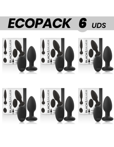 ECOPACK 6 UDS - BLACKandSILVER WELLS PLUG ANAL SILICONA CONTROL REMOTO