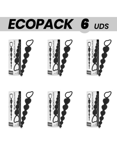 ECOPACK 6 UDS - BLACKandSILVER MILA CADENA ANAL DE CORAZONES 18 CM