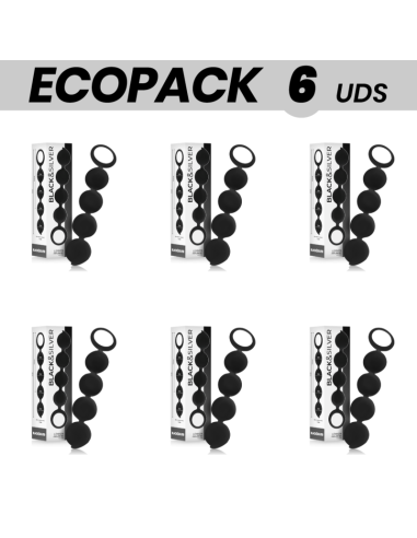 ECOPACK 6 UDS - BLACKandSILVER LENNON PLUG ANAL CON BOLAS ANALES 15 CM
