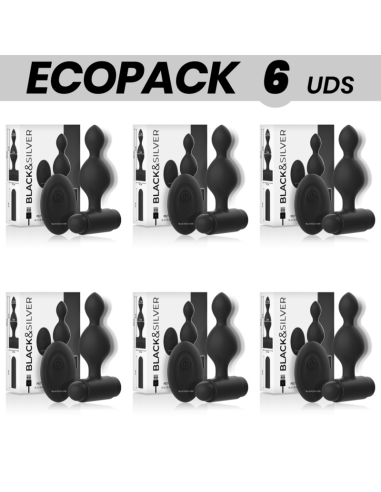 ECOPACK 6 UDS - BLACKandSILVER TUCKER PEQUEÑO PLUG ANAL SILICONA CONTROL REMOTO