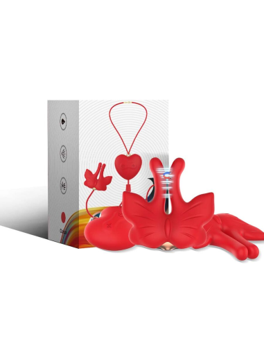 ARMONY - PINZAS PARA PEZONES MAGNÉTICA CON VIBRACIÓN FORMA MARIPOSA ROJO