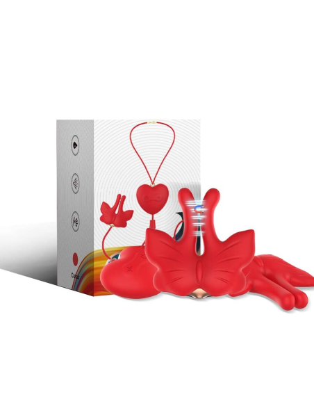 ARMONY - PINZAS PARA PEZONES MAGNÉTICA CON VIBRACIÓN FORMA MARIPOSA ROJO