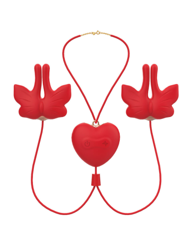 ARMONY - PINZAS PARA PEZONES MAGNÉTICA CON VIBRACIÓN FORMA MARIPOSA ROJO