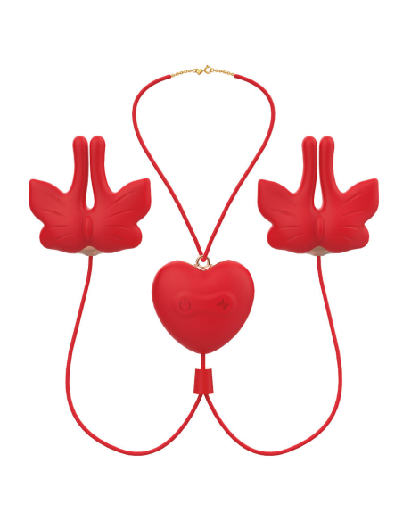 ARMONY - PINZAS PARA PEZONES MAGNÉTICA CON VIBRACIÓN FORMA MARIPOSA ROJO