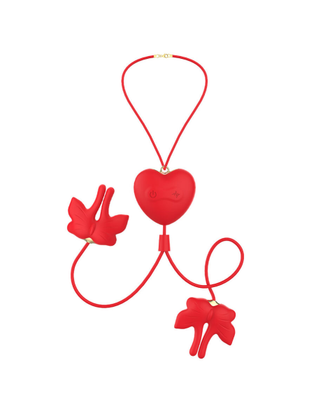 ARMONY - PINZAS PARA PEZONES MAGNÉTICA CON VIBRACIÓN FORMA MARIPOSA ROJO