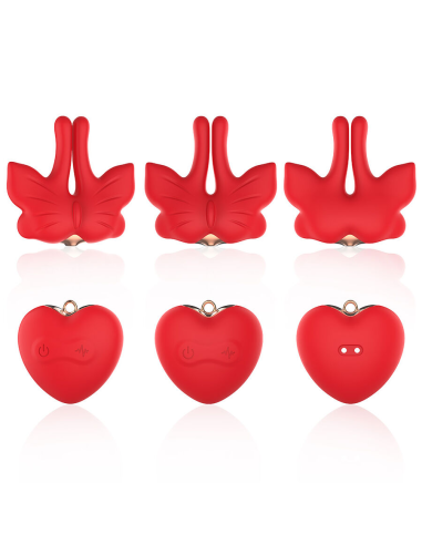 ARMONY - PINZAS PARA PEZONES MAGNÉTICA CON VIBRACIÓN FORMA MARIPOSA ROJO