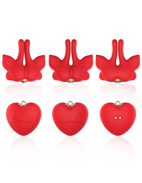 ARMONY - PINZAS PARA PEZONES MAGNÉTICA CON VIBRACIÓN FORMA MARIPOSA ROJO