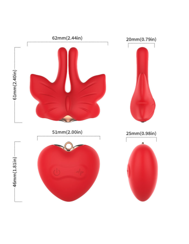 ARMONY - PINZAS PARA PEZONES MAGNÉTICA CON VIBRACIÓN FORMA MARIPOSA ROJO