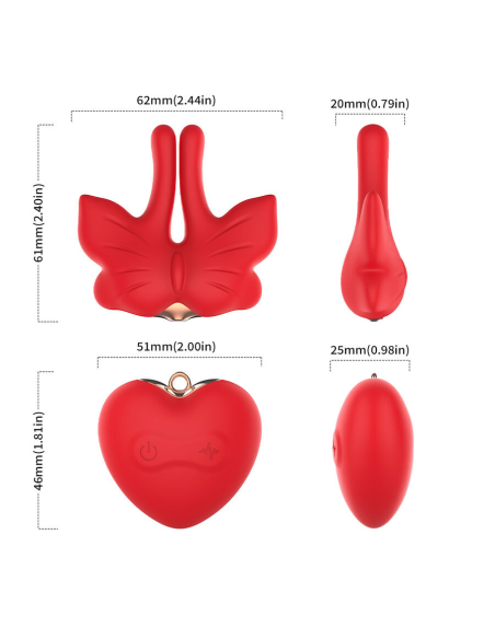 ARMONY - PINZAS PARA PEZONES MAGNÉTICA CON VIBRACIÓN FORMA MARIPOSA ROJO