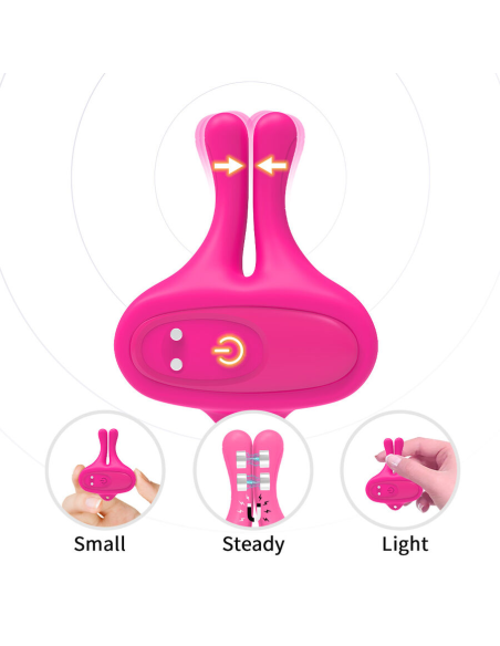 ARMONY - PINZAS PARA PEZONES MAGNÉTICA CON VIBRACIÓN FORMA CONEJO ROSA