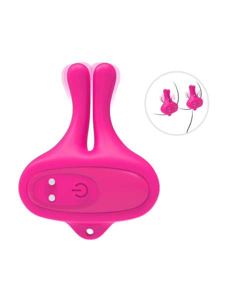 ARMONY - PINZAS PARA PEZONES MAGNÉTICA CON VIBRACIÓN FORMA CONEJO ROSA