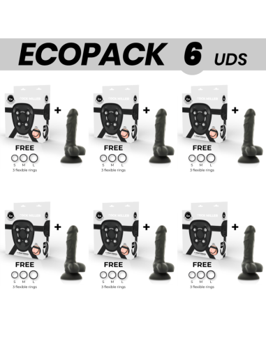 ECOPACK 6 UDS - COCK MILLER ARNES DILDO SILICONA DENSITY COCKSIL ARTICULABLE NEGRO 13 CM