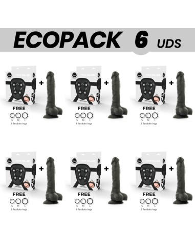 ECOPACK 6 UDS - COCK MILLER ARNES SILICONA DENSITY COCKSIL ARTICULABLE NEGRO 18 CM