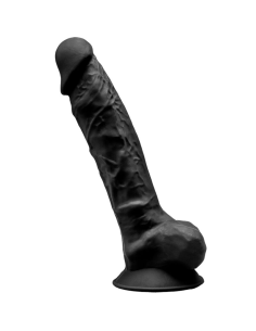 SILEXD - MODELO 1 PENE REALÍSTICO SILICONA PREMIUM SILEXPAN NEGRO 23 CM