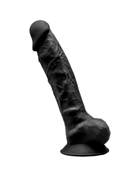 SILEXD - MODELO 1 PENE REALÍSTICO SILICONA PREMIUM SILEXPAN NEGRO 23 CM