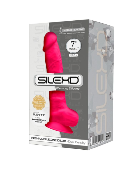 SILEXD - MODELO 1 PENE REALÍSTICO SILICONA PREMIUM SILEXPAN FUCSIA 17.5 CM