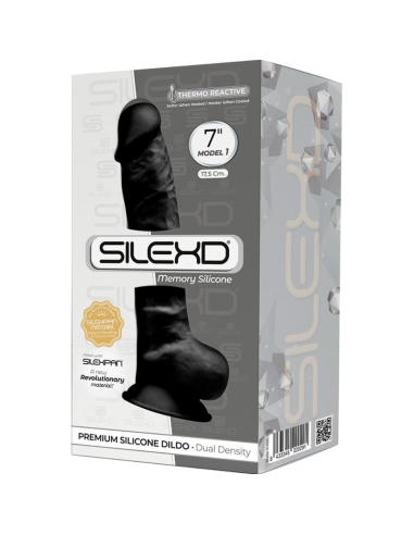 SILEXD - MODELO 1 PENE REALÍSTICO SILICONA PREMIUM SILEXPAN NEGRO 17.5 CM