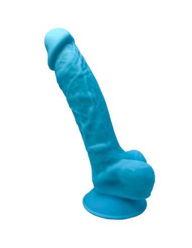 SILEXD - MODELO 1 PENE REALÍSTICO SILICONA PREMIUM SILEXPAN AZUL 17.5 CM