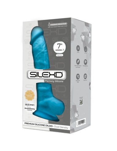 SILEXD - MODELO 1 PENE REALÍSTICO SILICONA PREMIUM SILEXPAN AZUL 17.5 CM
