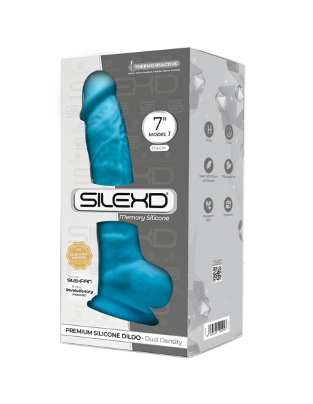 SILEXD - MODELO 1 PENE REALÍSTICO SILICONA PREMIUM SILEXPAN AZUL 17.5 CM