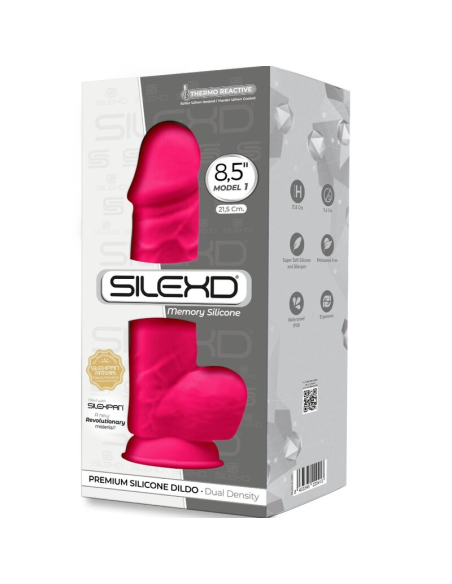 SILEXD - MODELO 1 PENE REALÍSTICO SILICONA PREMIUM SILEXPAN FUCSIA 21.5 CM