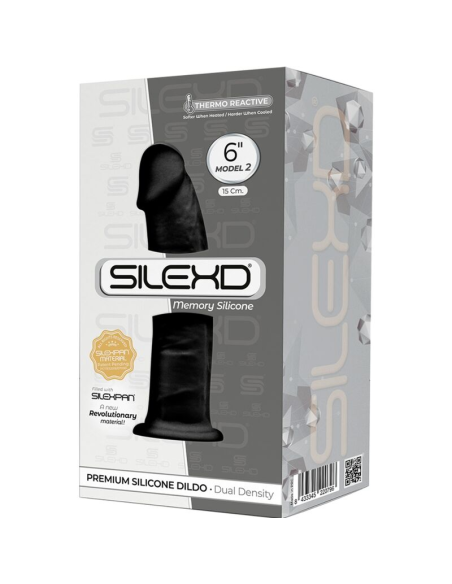 SILEXD - MODELO 2 PENE REALÍSTICO SILICONA PREMIUM SILEXPAN NEGRO 15 CM