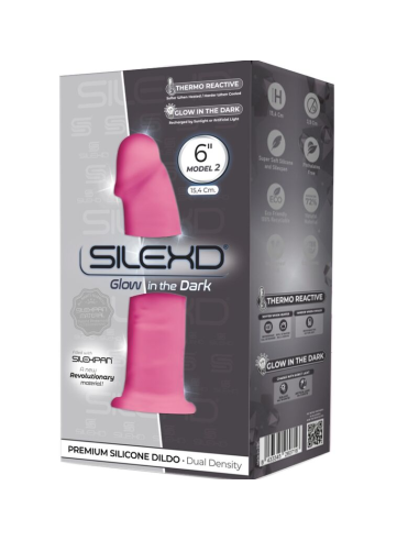 SILEXD - MODELO 2 PENE REALÍSTICO SILICONA PREMIUM SILEXPAN ROSA FLUORESCENTE 15 CM
