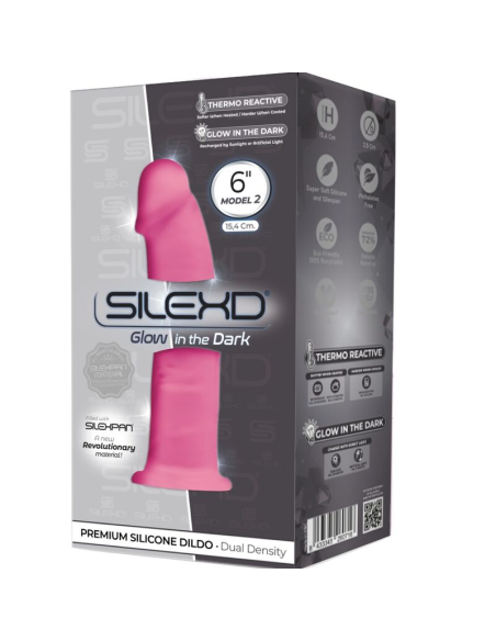 SILEXD - MODELO 2 PENE REALÍSTICO SILICONA PREMIUM SILEXPAN ROSA FLUORESCENTE 15 CM