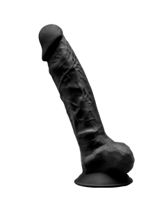 SILEXD - MODELO 1 PENE REALÍSTICO SILICONA PREMIUM SILEXPAN NEGRO 20 CM
