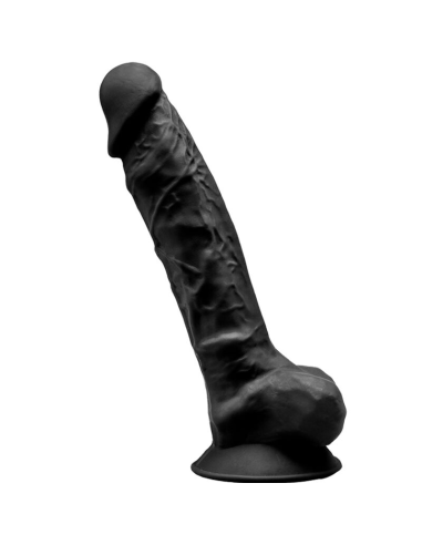 SILEXD - MODELO 1 PENE REALÍSTICO SILICONA PREMIUM SILEXPAN NEGRO 20 CM