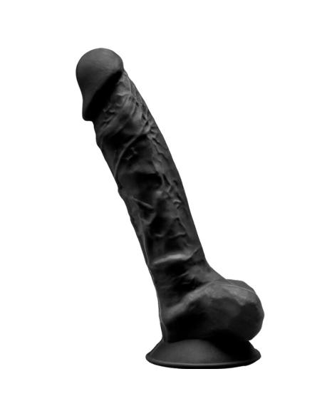 SILEXD - MODELO 1 PENE REALÍSTICO SILICONA PREMIUM SILEXPAN NEGRO 20 CM