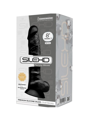SILEXD - MODELO 1 PENE REALÍSTICO SILICONA PREMIUM SILEXPAN NEGRO 20 CM