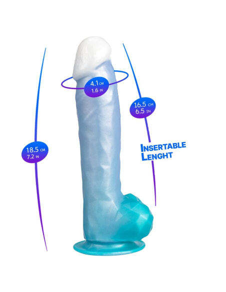 SILEXD - ANGEL DILDO FANTASY SILICONA LIQUIDA TERMOREACTIVO AZUL CELESTE 20.3 CM
