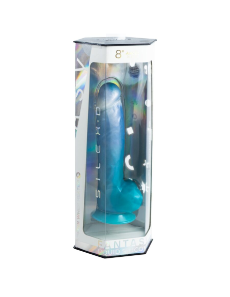 SILEXD - ANGEL DILDO FANTASY SILICONA LIQUIDA TERMOREACTIVO AZUL CELESTE 20.3 CM